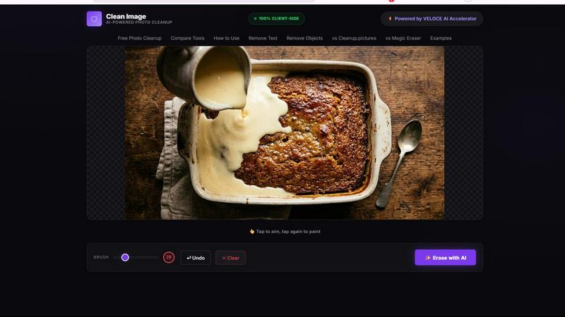 Clean Image AI-Powered Photo Cleanup application interface and features