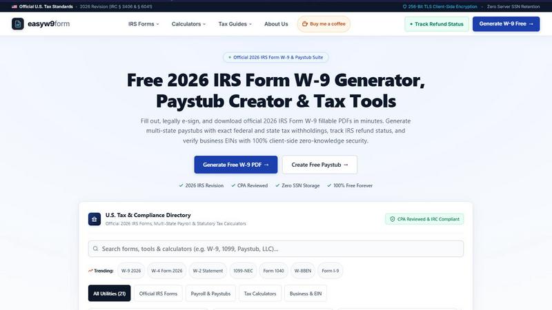 EasyW9Form application interface and features